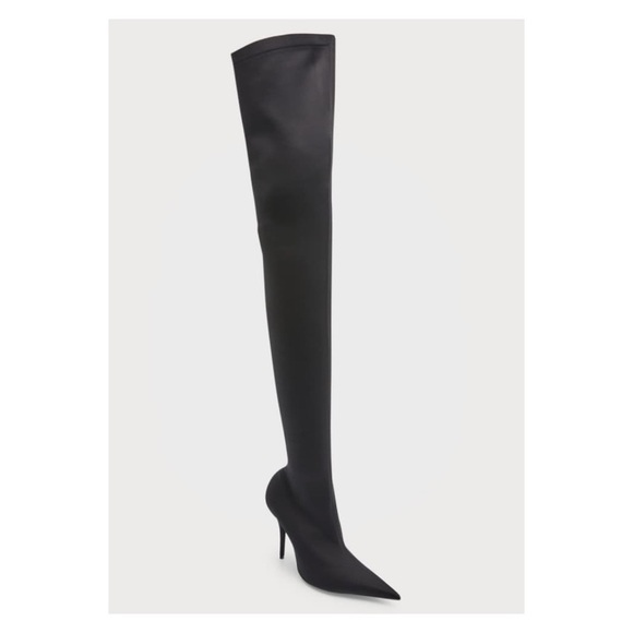 BALENCIAGA boots black knife 110mm 7.5 over the knee pointed toe stretch 37.5 - Picture 1 of 14
